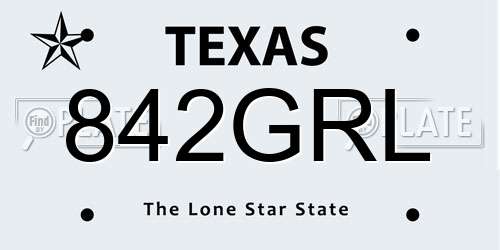 842GRL Texas License Plate