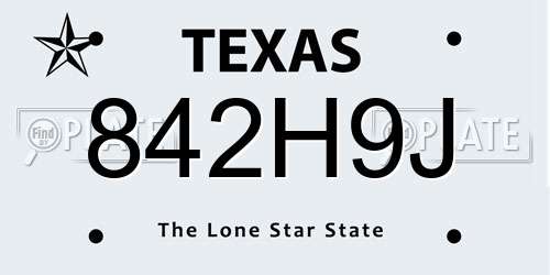 842H9J Texas License Plate