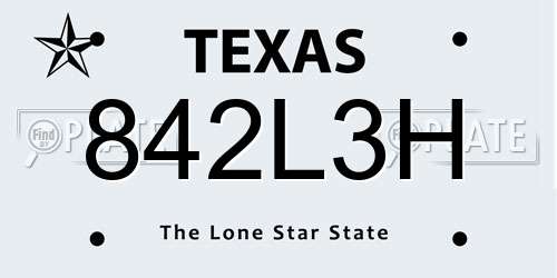 842L3H Texas License Plate