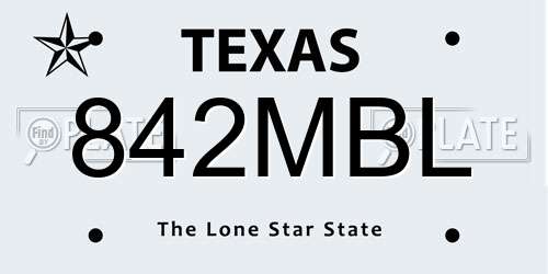 842MBL Texas License Plate