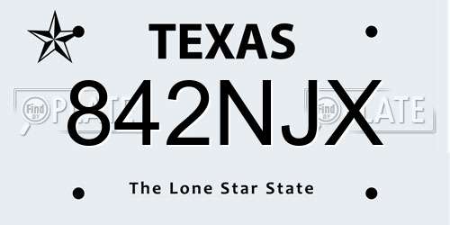 842NJX Texas License Plate