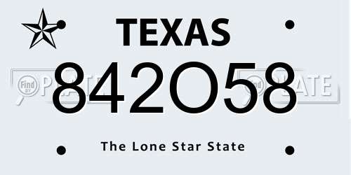 842O58 Texas License Plate