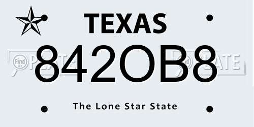 842OB8 Texas License Plate