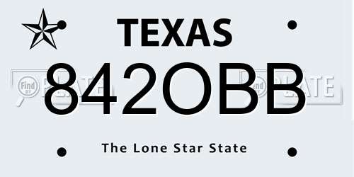 842OBB Texas License Plate
