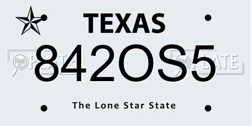 842OS5 Texas License Plate