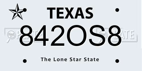 842OS8 Texas License Plate