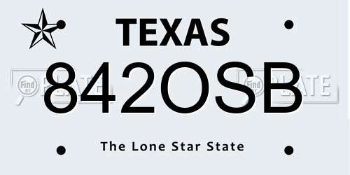 842OSB Texas License Plate