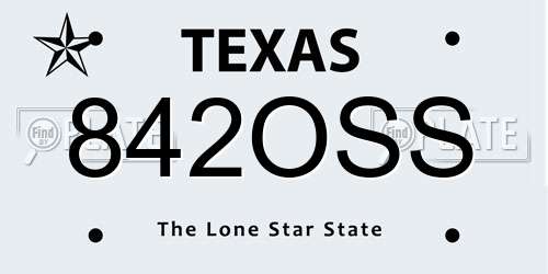 842OSS Texas License Plate