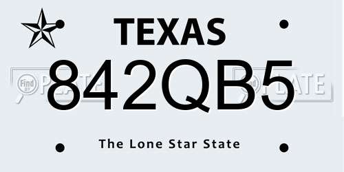 842QB5 Texas License Plate