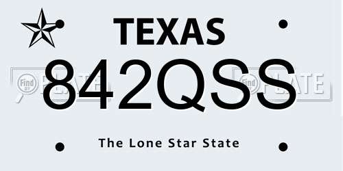 842QSS Texas License Plate