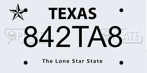 842TA8 Texas License Plate