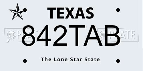 842TAB Texas License Plate