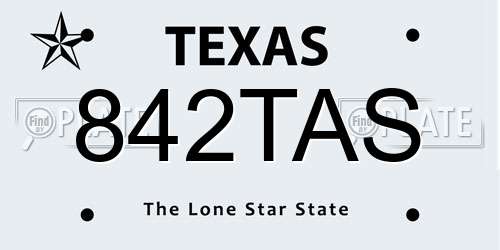 842TAS Texas License Plate