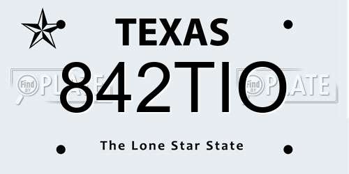 842TIO Texas License Plate