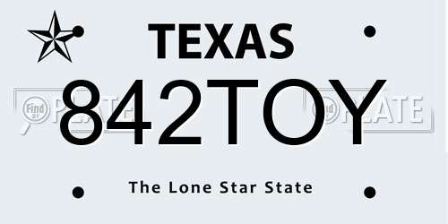 842TOY Texas License Plate