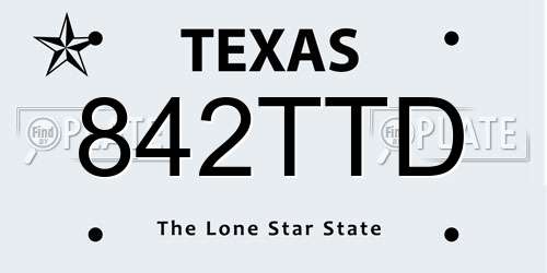 842TTD Texas License Plate
