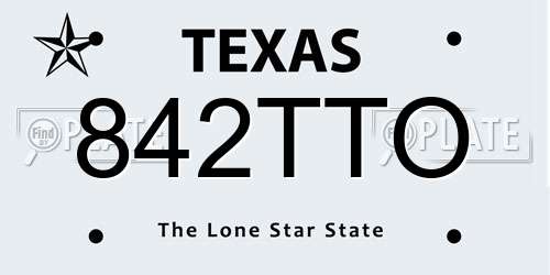 842TTO Texas License Plate
