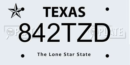 842TZD Texas License Plate