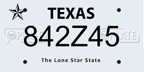 842Z45 Texas License Plate