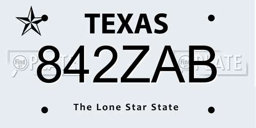 842ZAB Texas License Plate