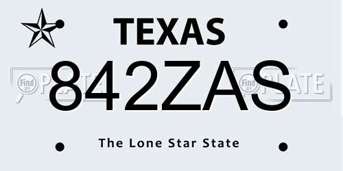 842ZAS Texas License Plate
