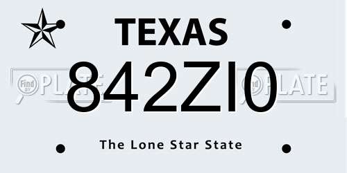 842ZI0 Texas License Plate