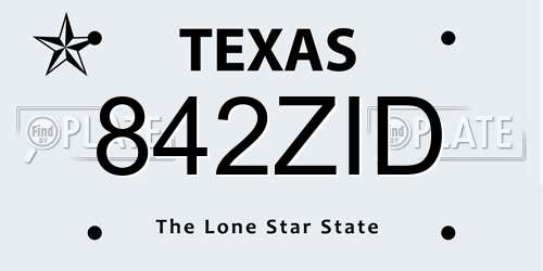 842ZID Texas License Plate
