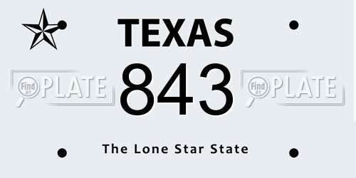 843 Texas License Plate
