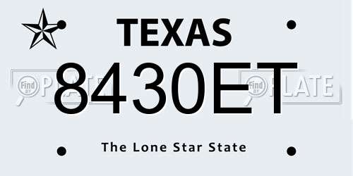8430ET Texas License Plate