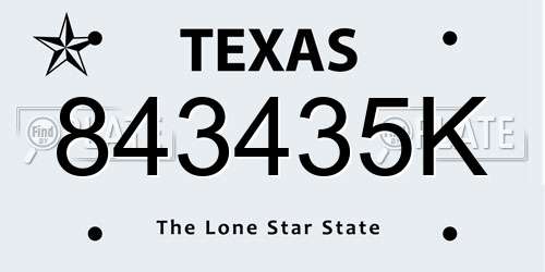 843435K Texas License Plate