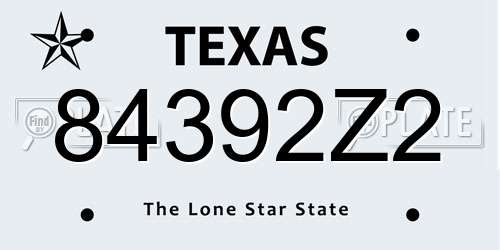 84392Z2 Texas License Plate