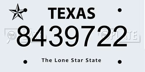 8439722 Texas License Plate