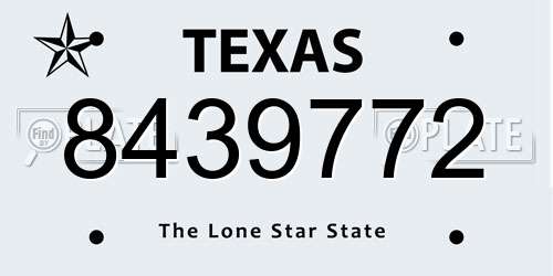 8439772 Texas License Plate