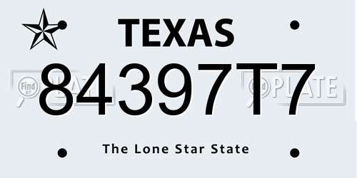 84397T7 Texas License Plate