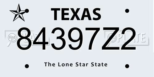 84397Z2 Texas License Plate