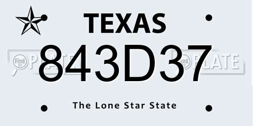 843D37 Texas License Plate