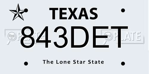 843DET Texas License Plate