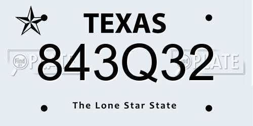 843Q32 Texas License Plate