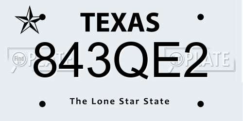 843QE2 Texas License Plate