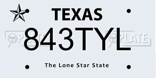843TYL Texas License Plate