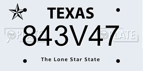 843V47 Texas License Plate