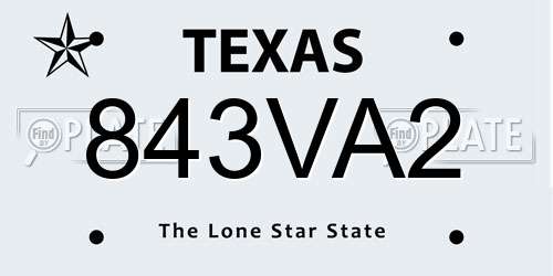 843VA2 Texas License Plate