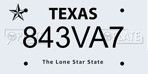 843VA7 Texas License Plate