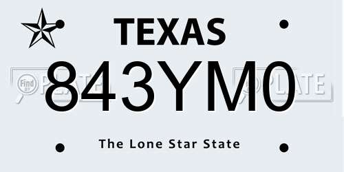 843YM0 Texas License Plate