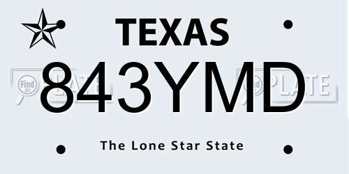 843YMD Texas License Plate