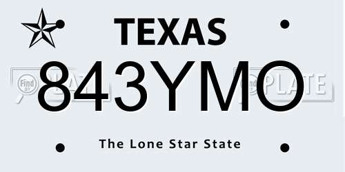 843YMO Texas License Plate