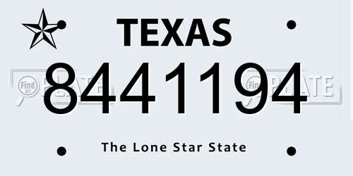 8441194 Texas License Plate