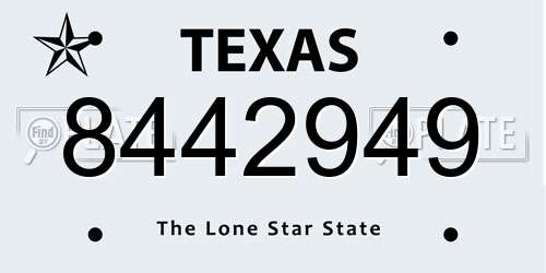 8442949 Texas License Plate