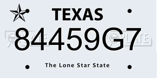 84459G7 Texas License Plate