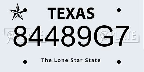 84489G7 Texas License Plate